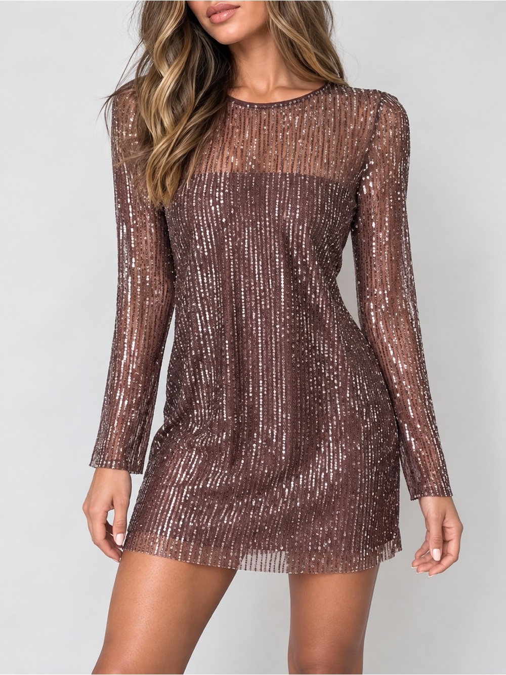 WALTER BAKER Bellini Sheer Sequin Mini Dress